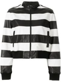 Alice Olivia Nixon Mock neck stripe Jacket at Nordstrom